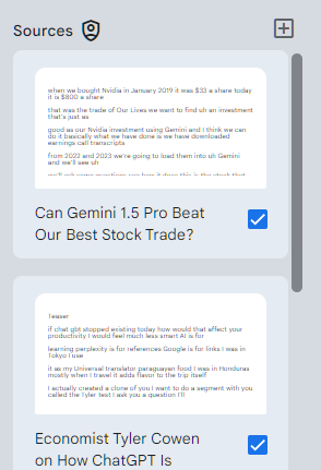Sources from Dan Shipper inside NotebookLM