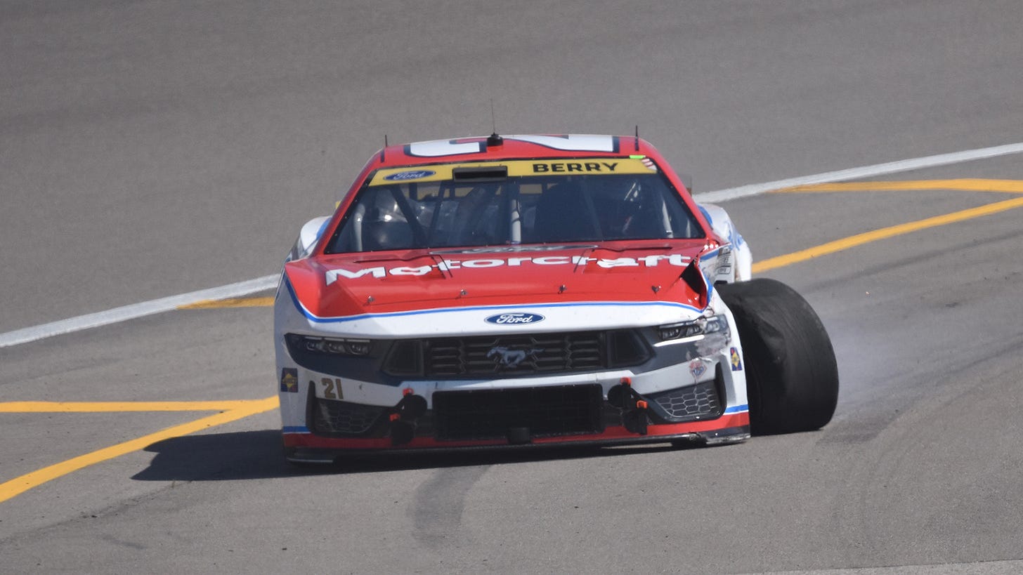 Josh Berry crashed on Lap 36 of the NASCAR Cup Series Playoff race at Gateway