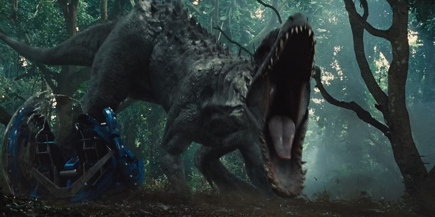 Indominus Rex roaring in Jurassic World Indominus Rex roaring in Jurassic World