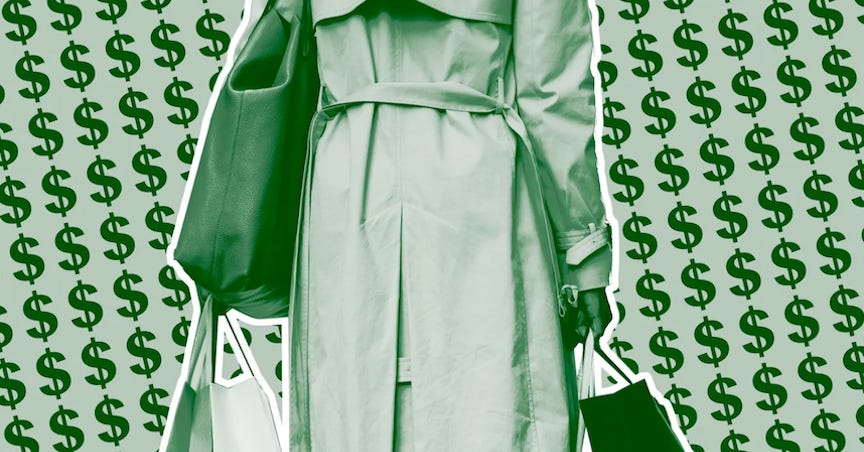 An illustration of a stylish woman holding shopping bags: Photo-Illustration: by The Cut; Photo: Getty Images