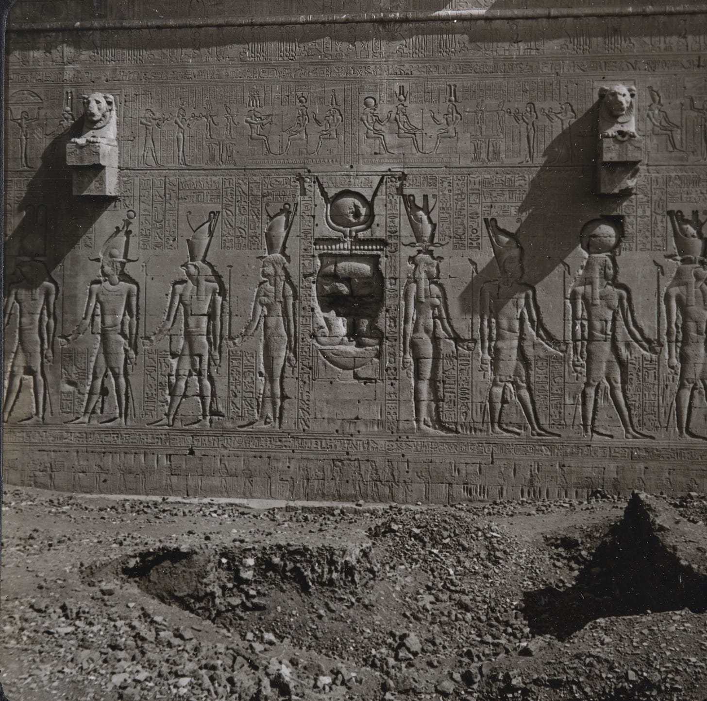 Egyptian-style relief of Cleopatra VII and her son Caesarion at the Dendera temple. Egyptian-style relief of Cleopatra VII and her son Caesarion at the Dendera temple.