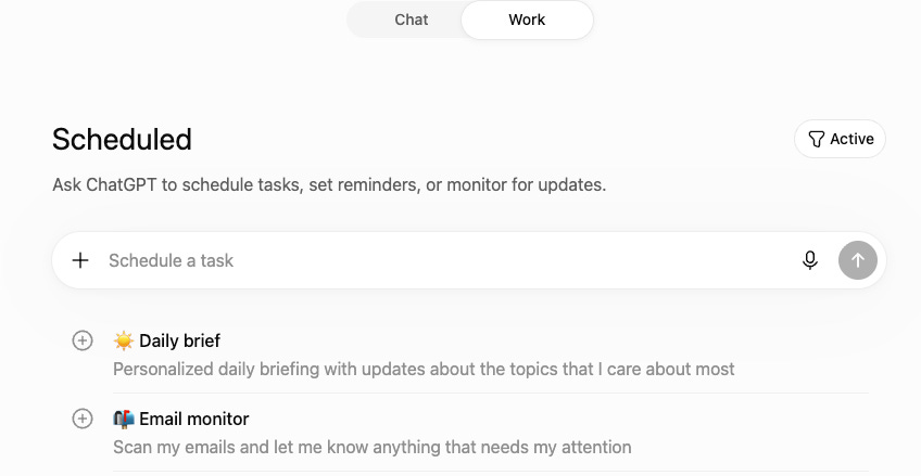 ChatGPT Scheduled Tasks Interface