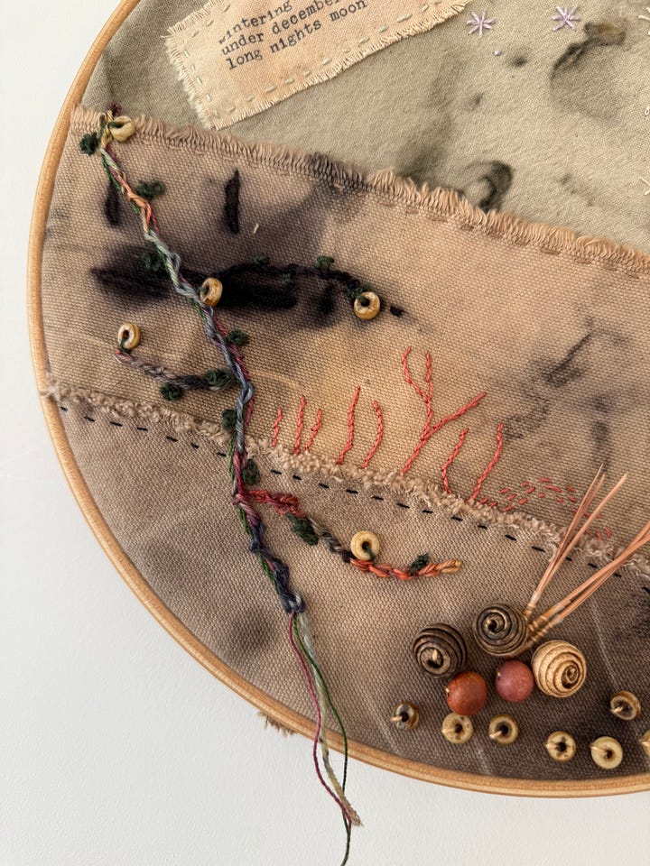 top left -detail of December: top right - detail of February: bottom left - March moon: bottom right - detail of June moon.