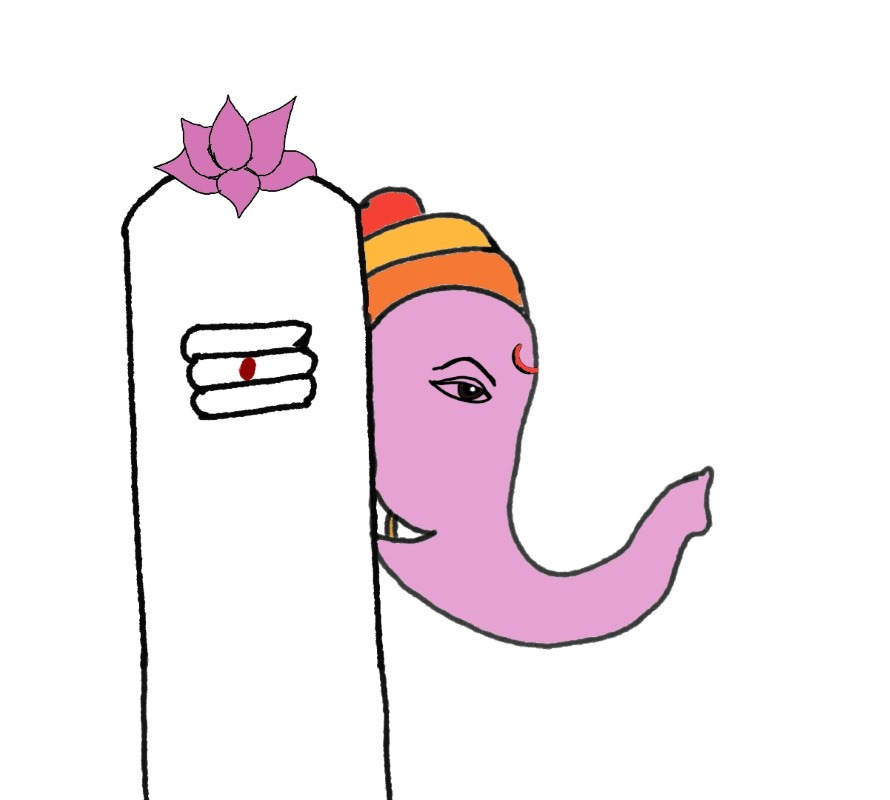 Ganesha next to Shiva Lingam. Refer footnote 3 below.