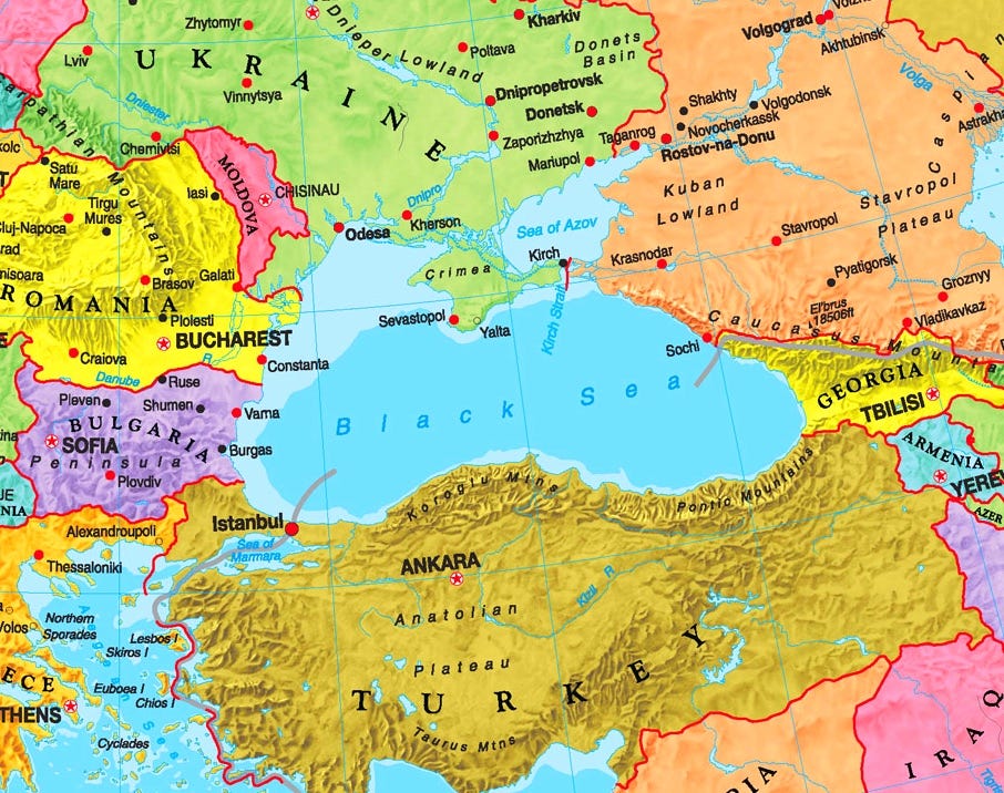 Black Sea political map Black Sea political map