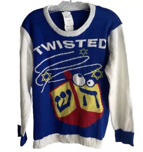 HANUKKAH Chanukah TWISTED DREIDEL Novelty HOLIDAY SWEATER Unisex Size M - Picture 1 of 5