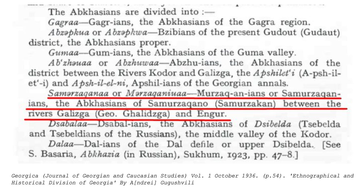 Georgica (Journal of Georgian and Caucasian Studies) Vol. 1 October 1936. (p.54). 'Ethnographical and Historical Division of Georgia' By A[ndrei] Gugushvili.