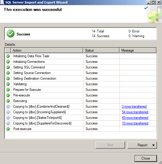 8 sql server import export execution was successful 8 sql server import export execution was successful