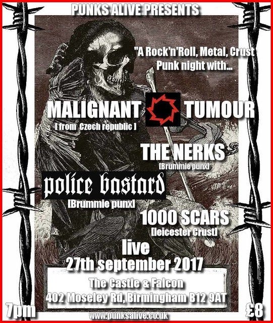 Malignant Tumour, The Nerks, Police Bastard, and 1000 SCARS at Castle & Falcon, Birmingham Wed 27th September 2017 Malignant Tumour, The Nerks, Police Bastard, and 1000 SCARS at Castle & Falcon, Birmingham Wed 27th September 2017