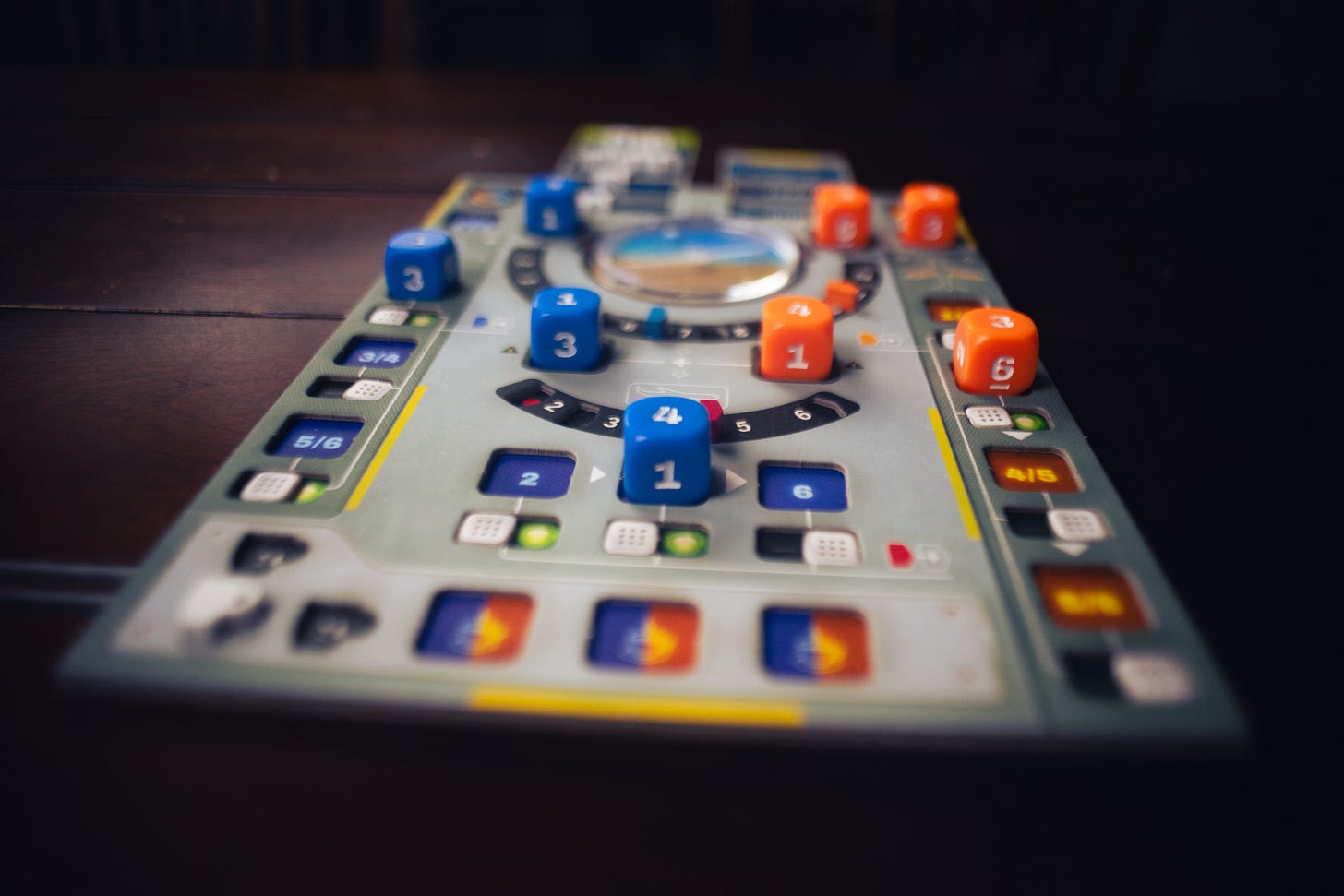 A wide angle view of the Sky Team board while a game is beind played.