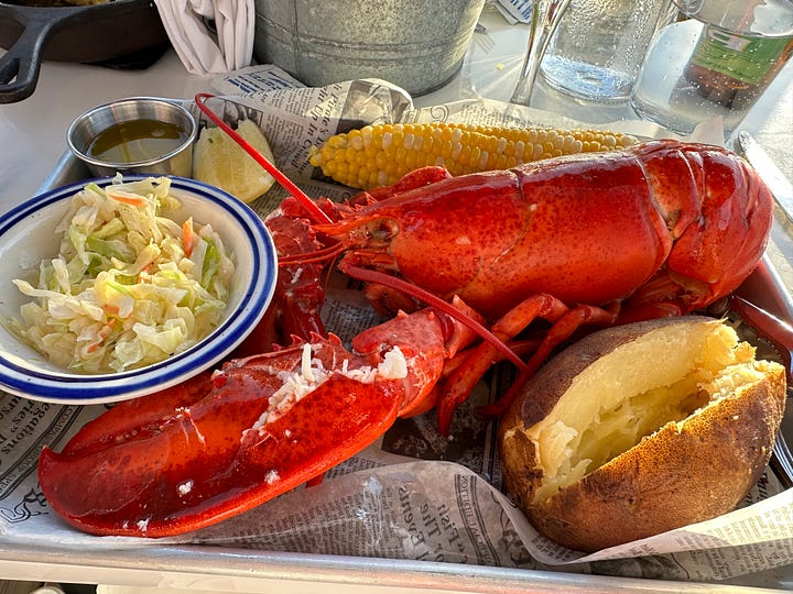 Look at the water while eating lobster at Homeport, Martha's Vineyard