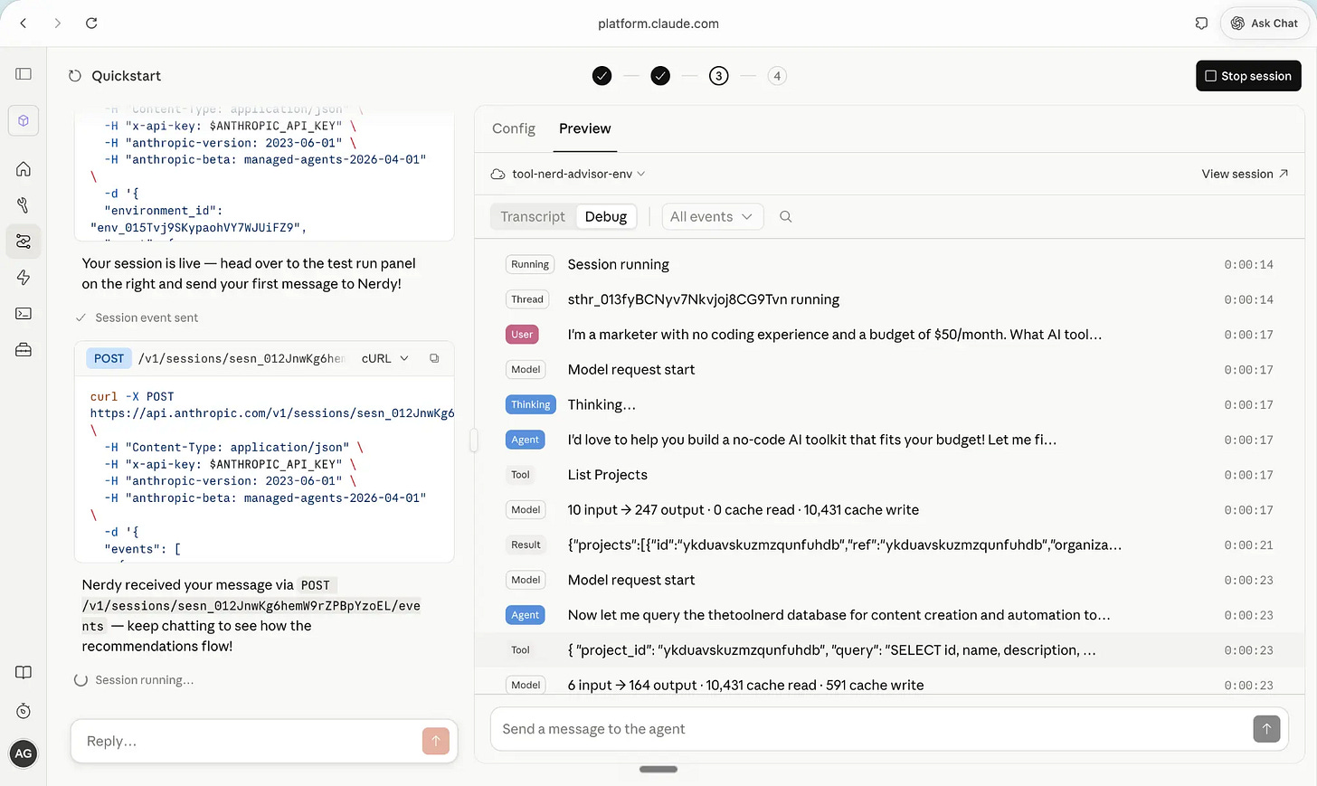 First Live Session - Debug View First Live Session - Debug View