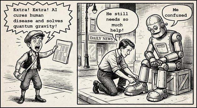 A cartoon of a person tying a shoelaces on a robot

AI-generated content may be incorrect.