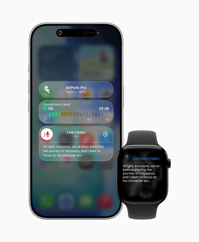 iPhone 17 Pro and Apple Watch Series 11 show Live Captions.