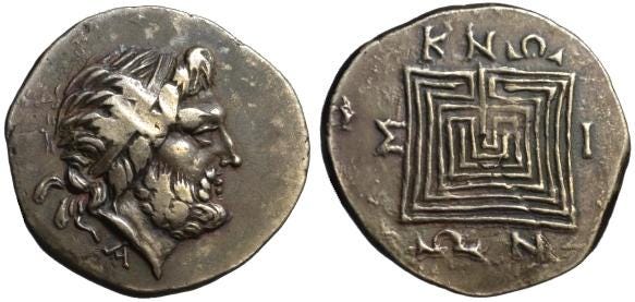 19th C. BMC electrotype - Knossos AR tetradrachm - Minos & Labyrinth