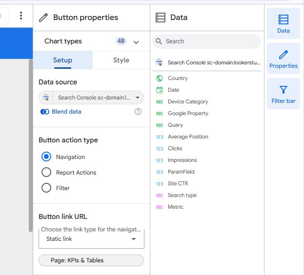 looker studio bible buttons navigation download filter reset