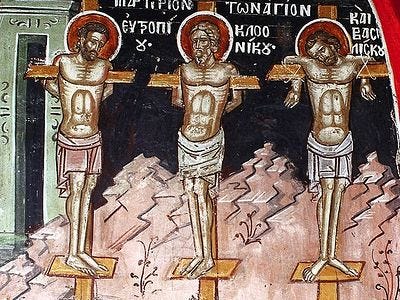 Martyrs Eutropius and Cleonicus of Amasea, and Basiliscus of Comana /  OrthoChristian.Com