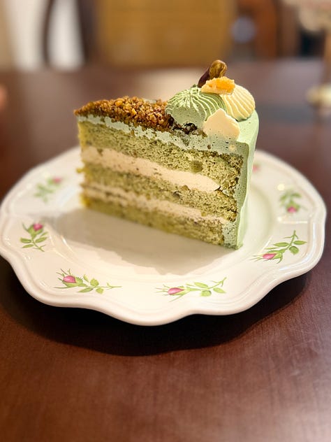 latte and cake