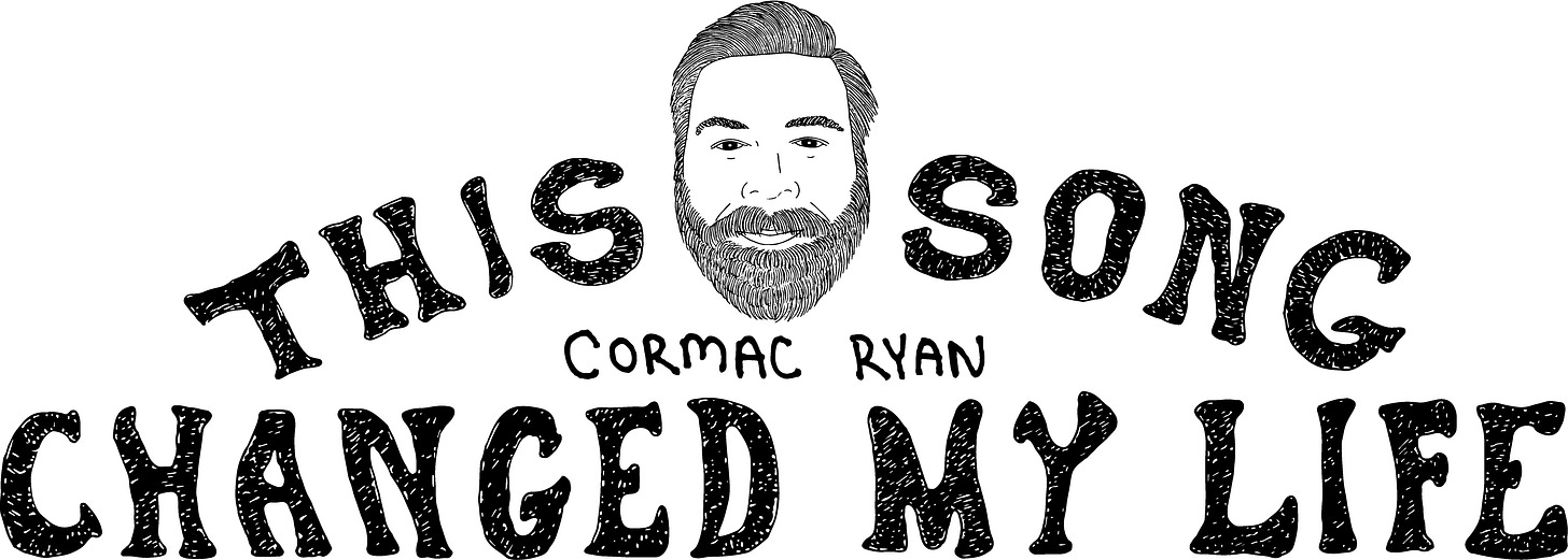 This Song Changed My Life logo featuring hand-drawn portrait illustration of contributor Cormac Ryan.