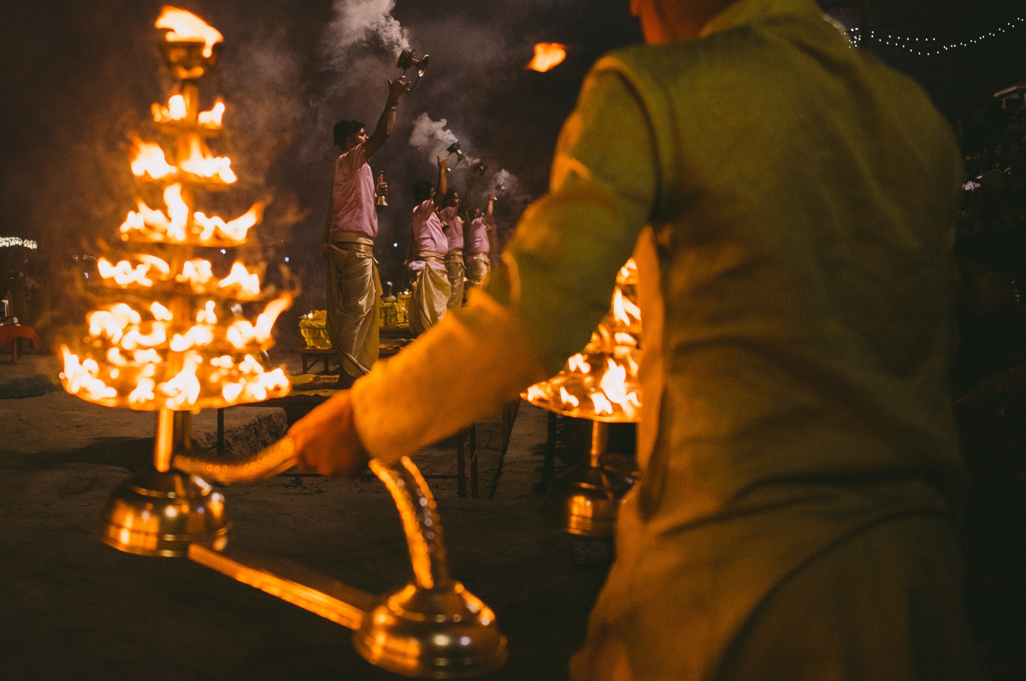 Ganga Aarti in Varanasi, a moment recently shot on a 28mm lens.