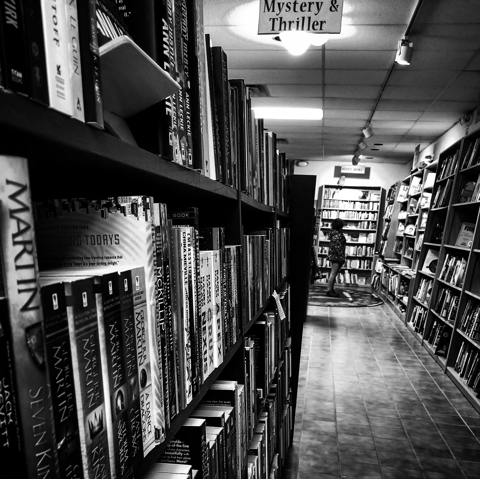 The Mystery and Thriller Aisle — Image by Shawn R. Metivier, 2017