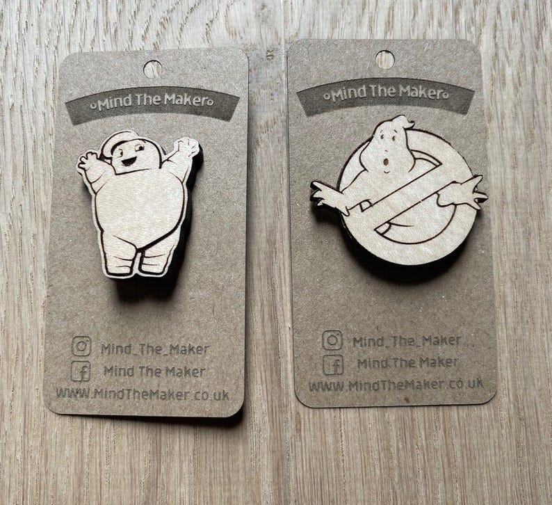 Ghostbusters wooden pin badges image 1