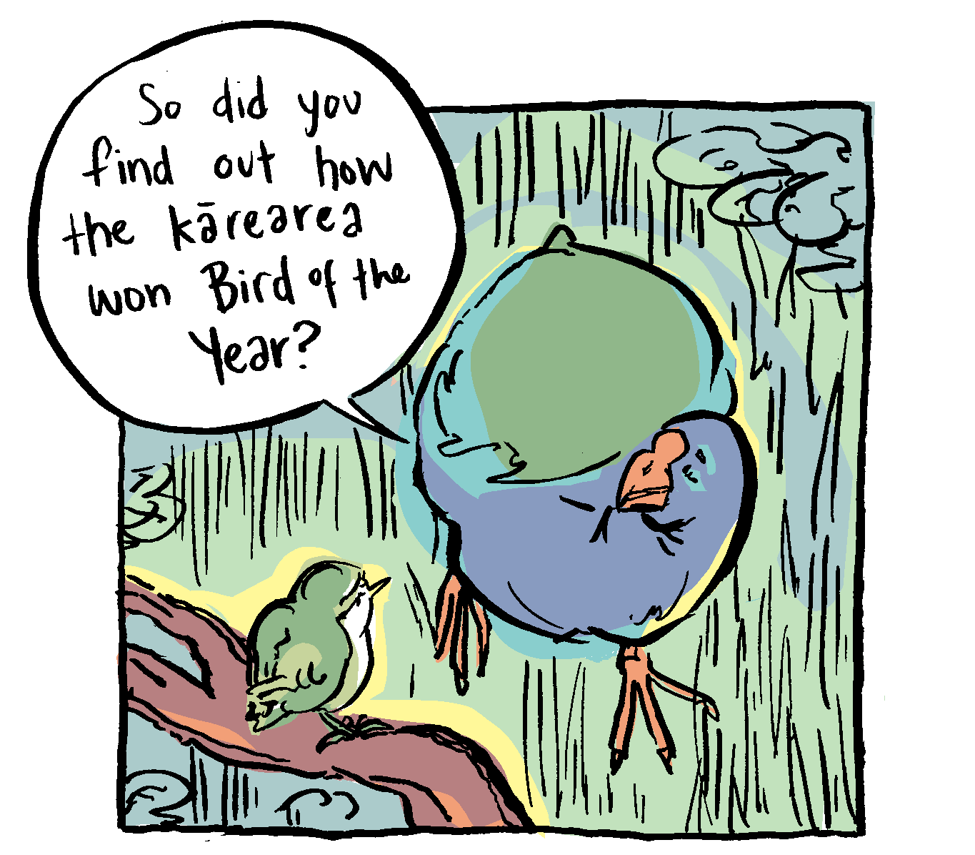 Takahē: So did you find out how the kārearea won Bird of the Year? Takahē: So did you find out how the kārearea won Bird of the Year?