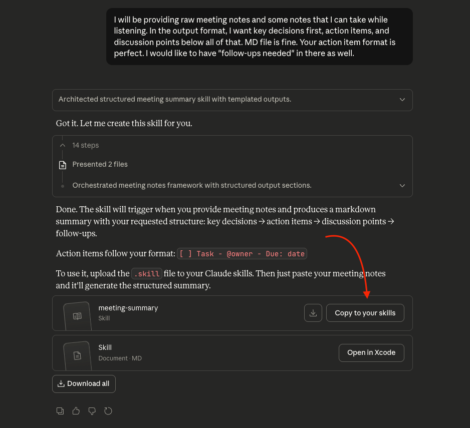 Claude "Copy to your Skills" UI Claude "Copy to your Skills" UI