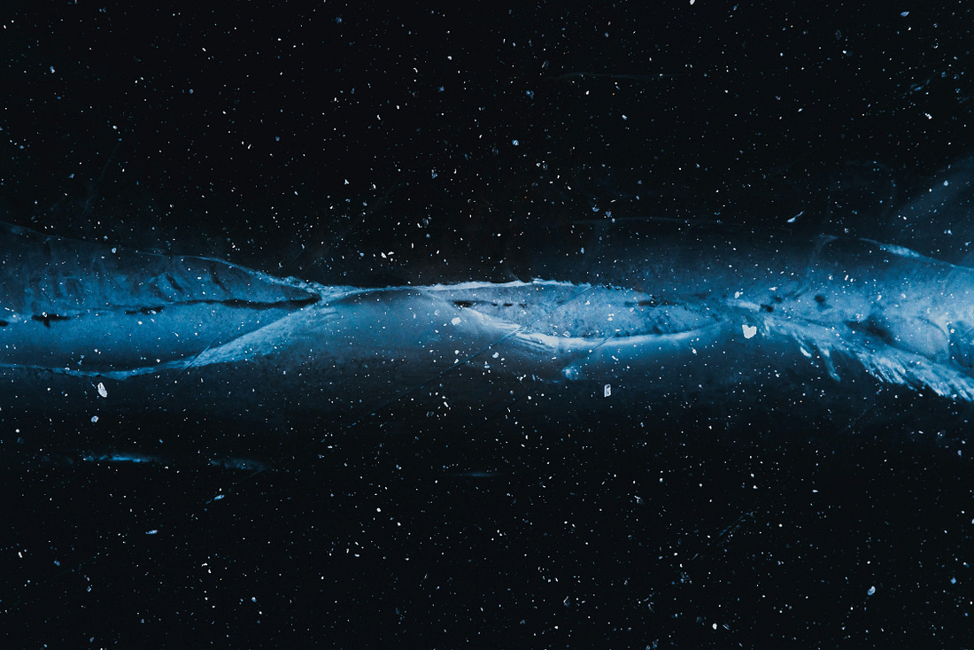 A large blue object floating in the air