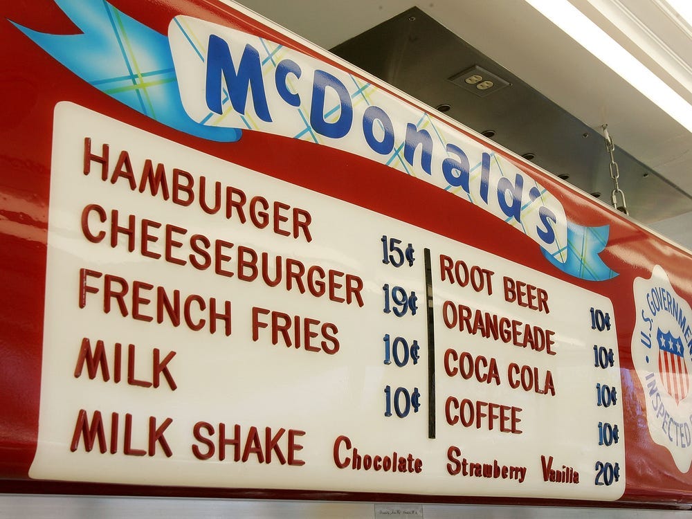 McDonald's Menu - 1950s. The menu has totally expanded since then. : r/nostalgia McDonald's Menu - 1950s. The menu has totally expanded since then. : r/nostalgia