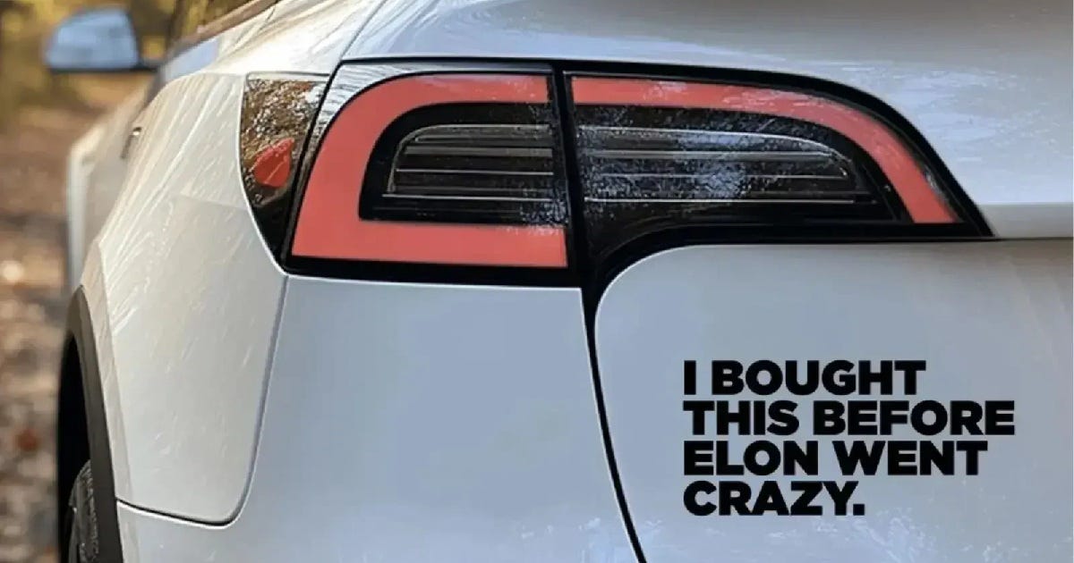 Tesla owners are buying Anti-Musk car stickers in bulk