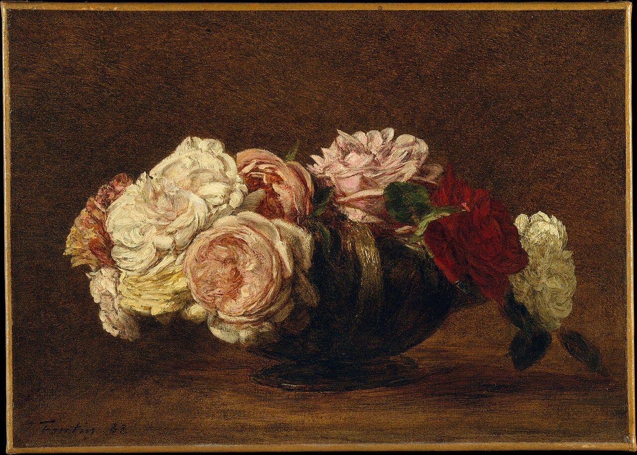 Henri Fantin Latour, Roses in a Bowl, 1885 Henri Fantin Latour, Roses in a Bowl, 1885
