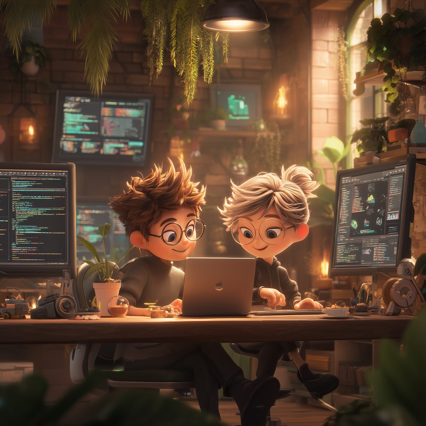 Dois engenheiros de software em uma sessão de mentoria, com o mentor orientando o mentorado em um ambiente acolhedor, telas com código ao fundo e símbolos sutis de crescimento no ambienteDois engenheiros de software em uma sessão de mentoria, com o mentor orientando o mentorado em um ambiente acolhedor, telas com código ao fundo e símbolos sutis de crescimento no ambiente. Dois engenheiros de software em uma sessão de mentoria, com o mentor orientando o mentorado em um ambiente acolhedor, telas com código ao fundo e símbolos sutis de crescimento no ambienteDois engenheiros de software em uma sessão de mentoria, com o mentor orientando o mentorado em um ambiente acolhedor, telas com código ao fundo e símbolos sutis de crescimento no ambiente.