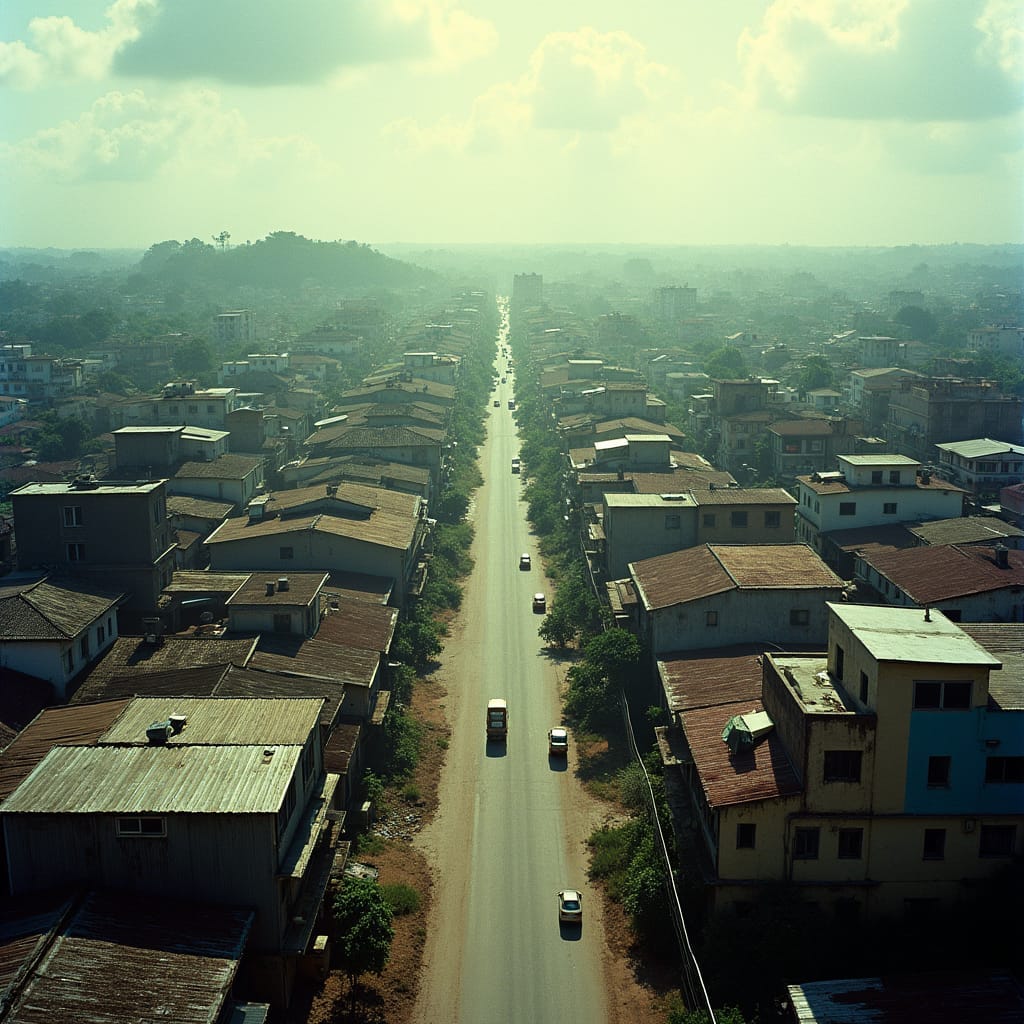 Urban sprawl in Jamaica, a cityscape stretching towards the horizon Urban sprawl in Jamaica, a cityscape stretching towards the horizon
