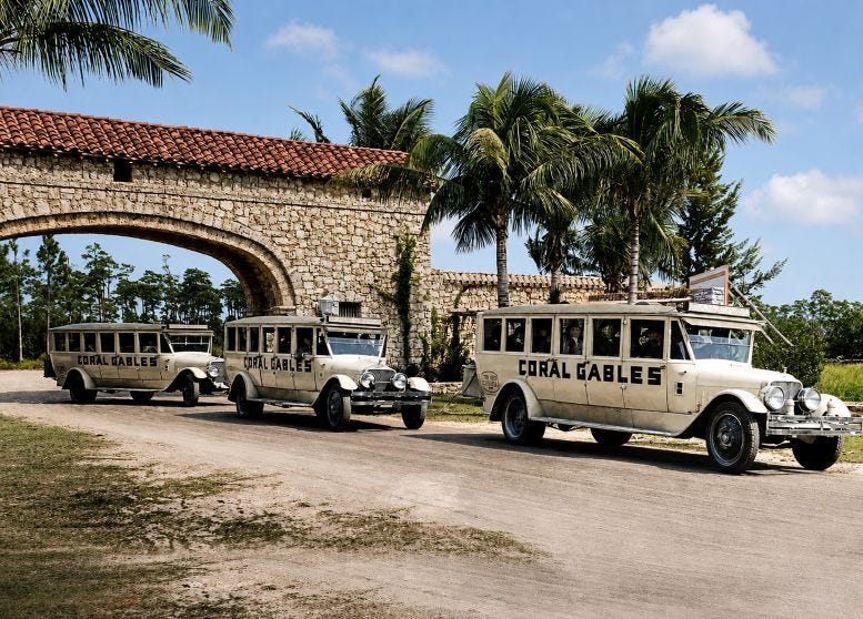 Cover: Tour Buses bringing prospective buyers to Coral Gables in 1924.