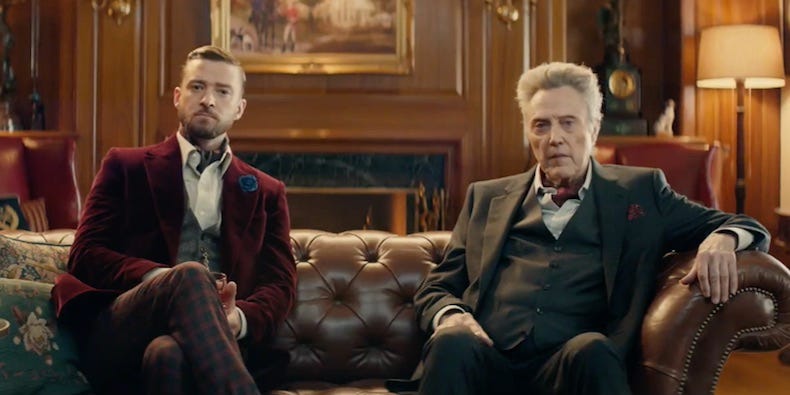 bai justin timberlake with christopher walken super bowl bai justin timberlake with christopher walken super bowl