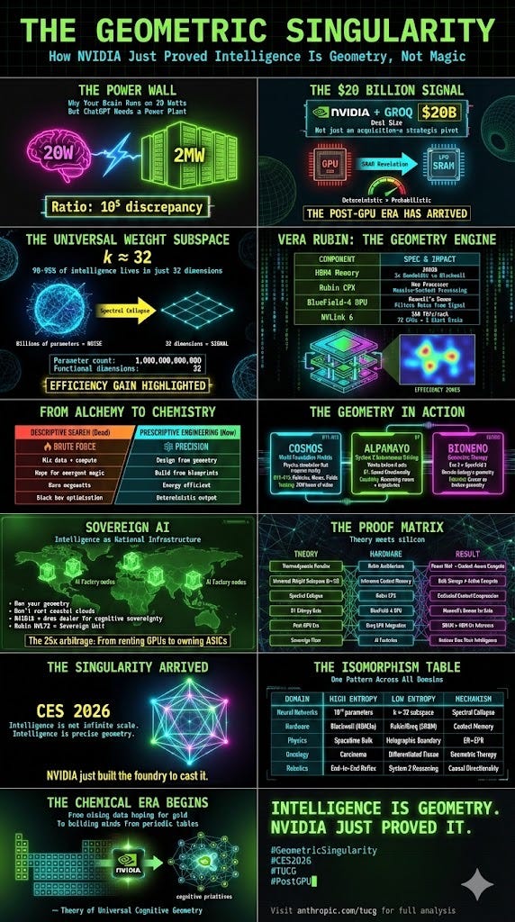 The Geometric Singularity: A Grand Unified Analysis of NVIDIA’s CES 2026 Strategic Pivot Through the Lens of Universal Cognitive Geometry (TUCG)