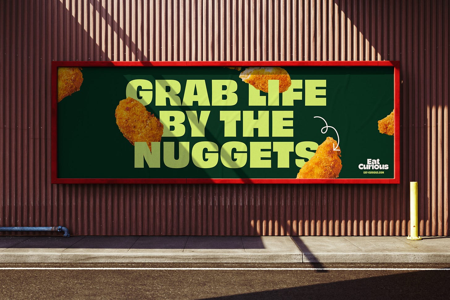 Image shows a billboard to advertise plant-based food brand, Eat Curious.