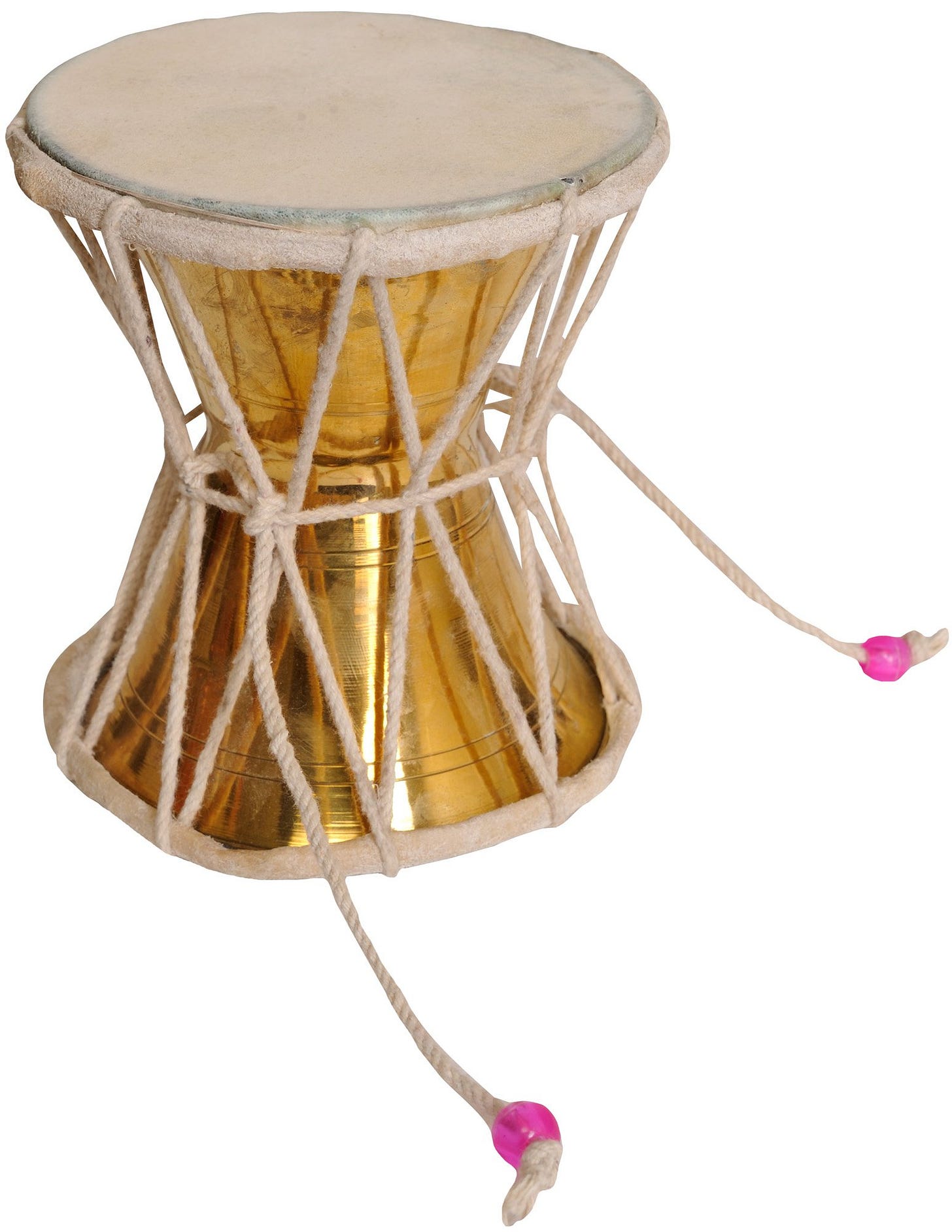 5" Shiva's Damaru (Pellet Drum) in Brass | Handmade | Made in India |  Exotic India Art