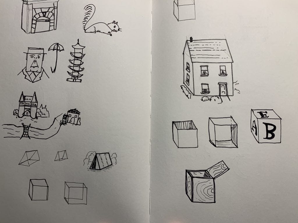 Drawings in a notebook Drawings in a notebook