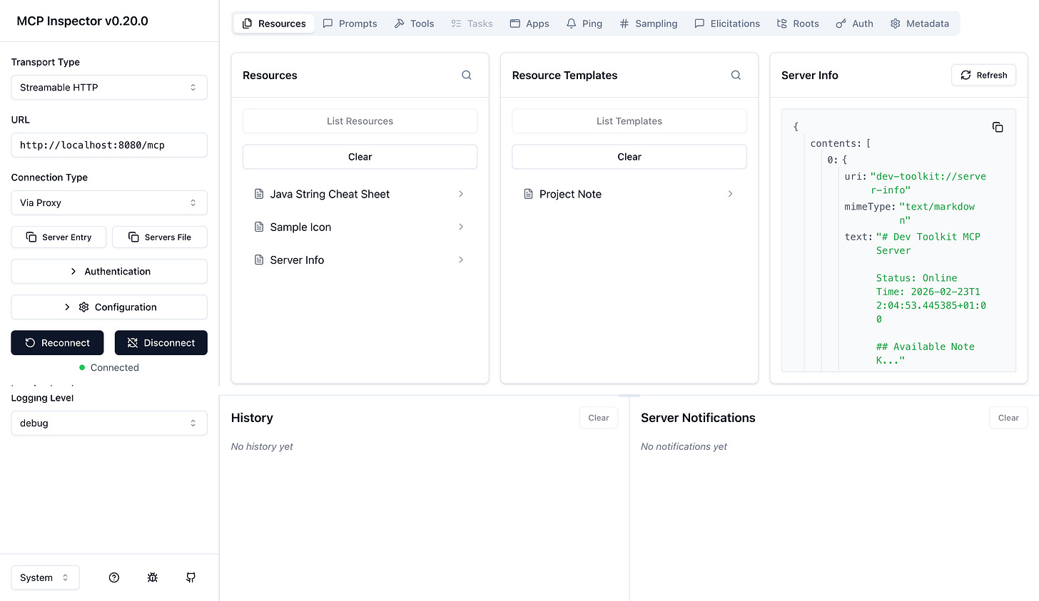 MCP Inspector Screenshot