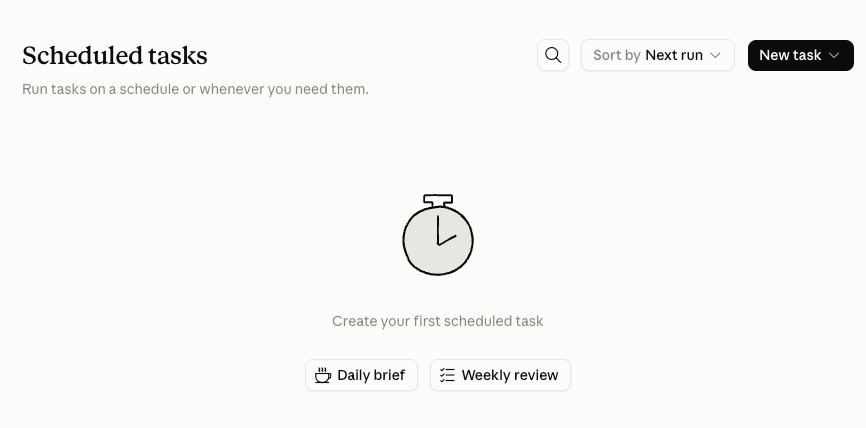 Claude Scheduled Tasks Interface