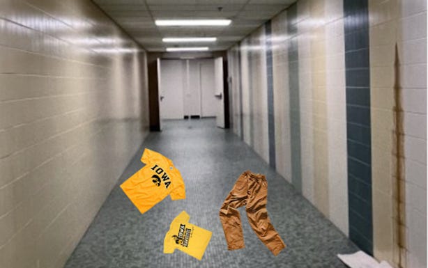 Clothes scattered across the Bunnel floor.