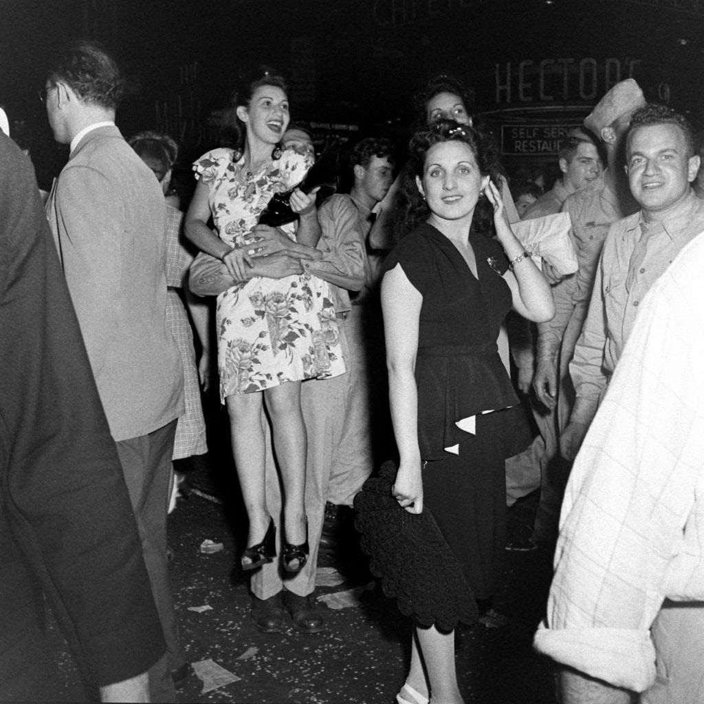 V-J Day celebrations in Times Square, August 14, 1945.