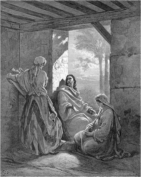 File:Jesus talks with Mary and Martha in their house.jpg