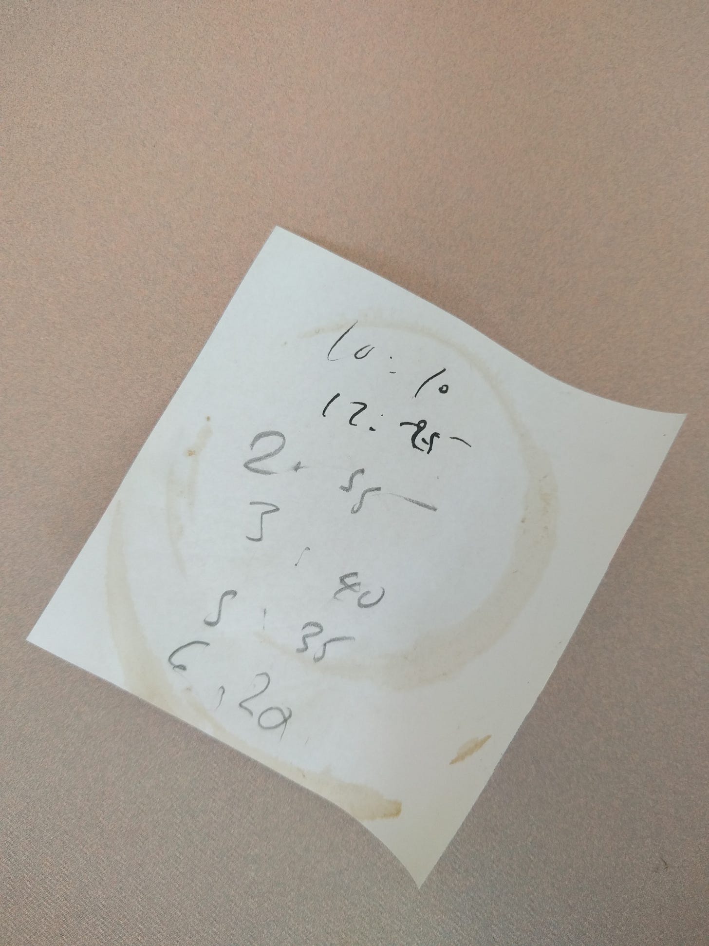 post it note with list of night feeds scrawled in messy handwriting