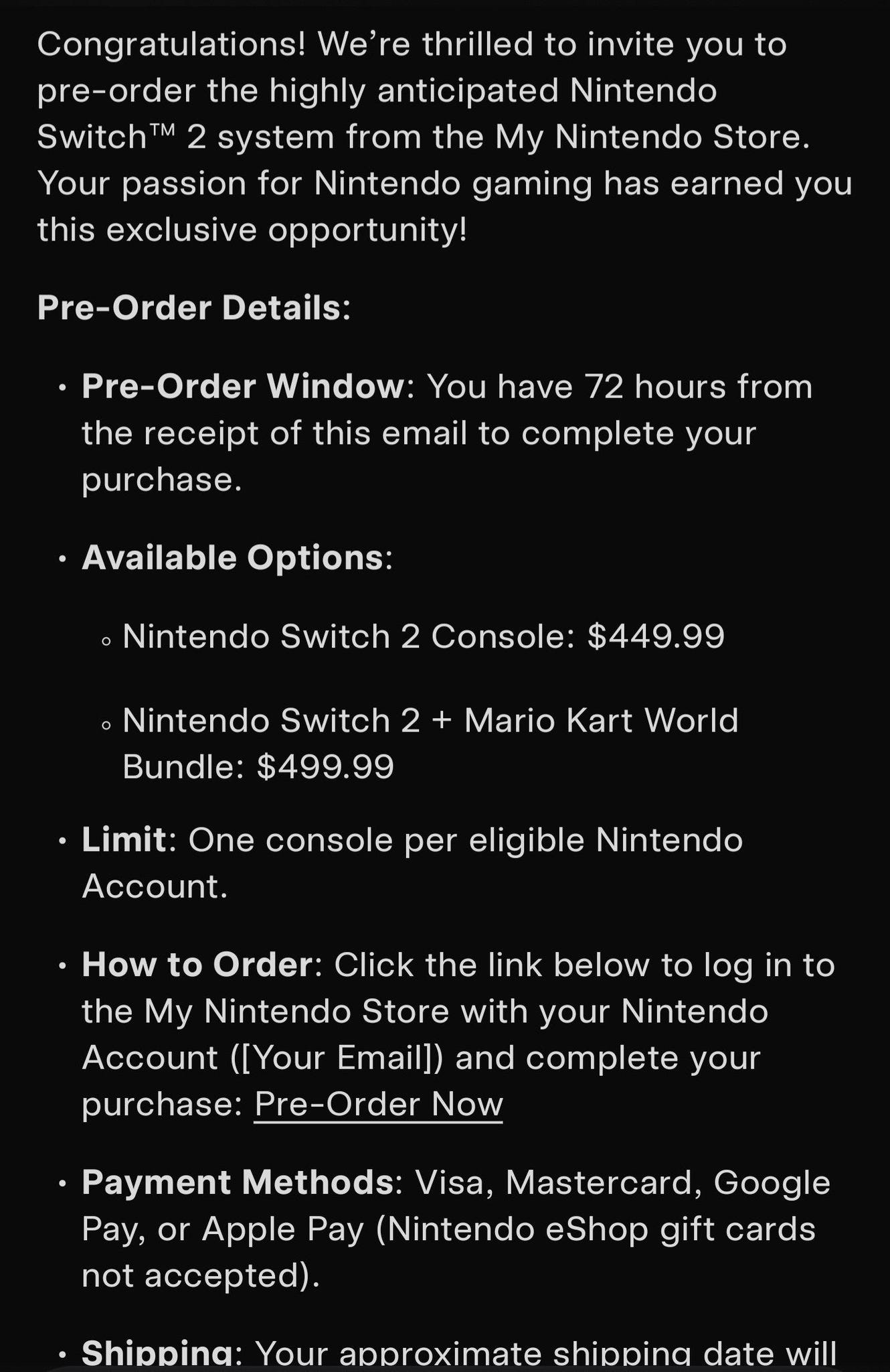 Fake Nintendo Switch 2 invite