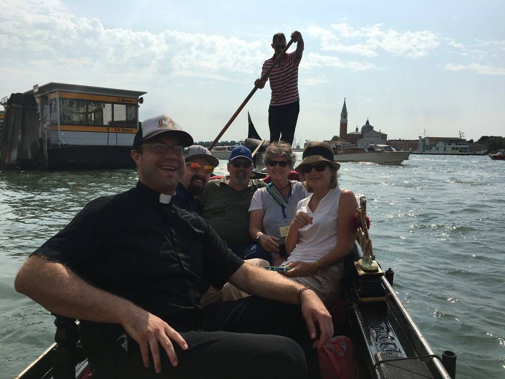 Riding the gondolas in Venice, Italy.