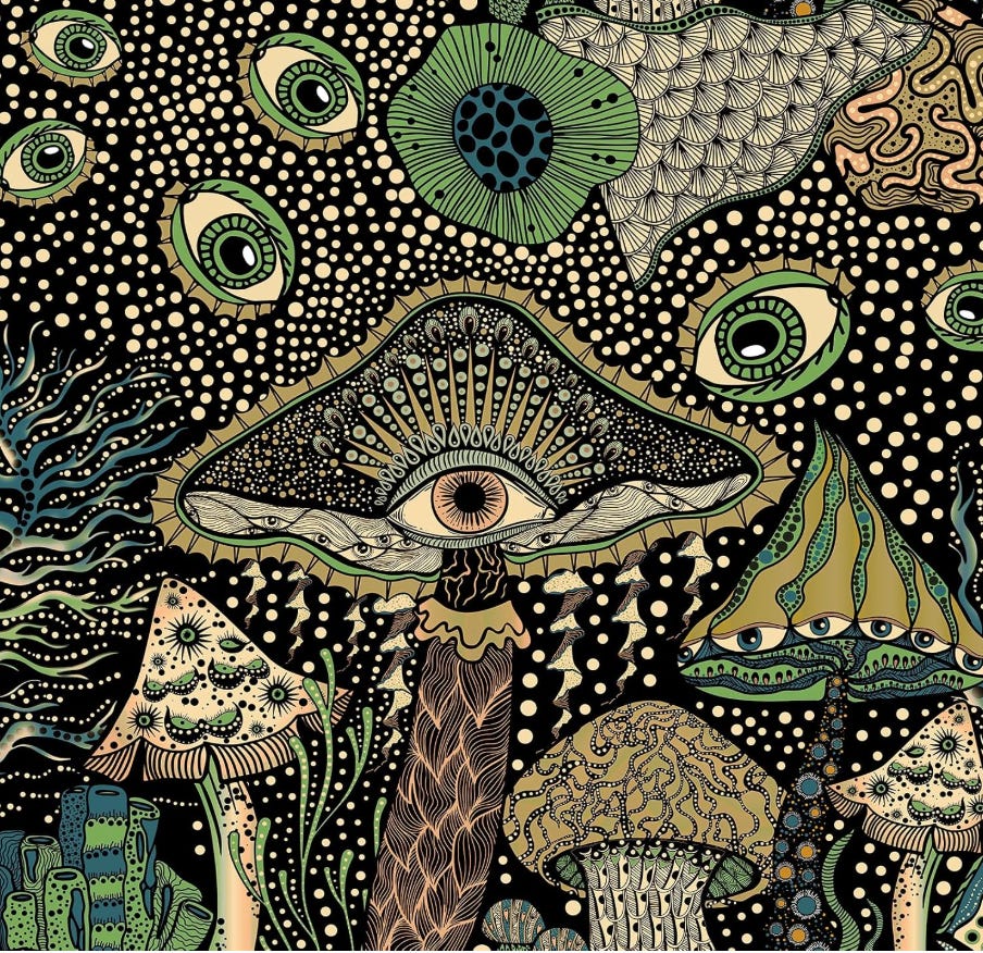 Peel and Stick Wallpaper Floral Wallpaper Boho Mushroom Wall Paper Vinyl Mushroom Contact Paper for Bedroom Bathroom