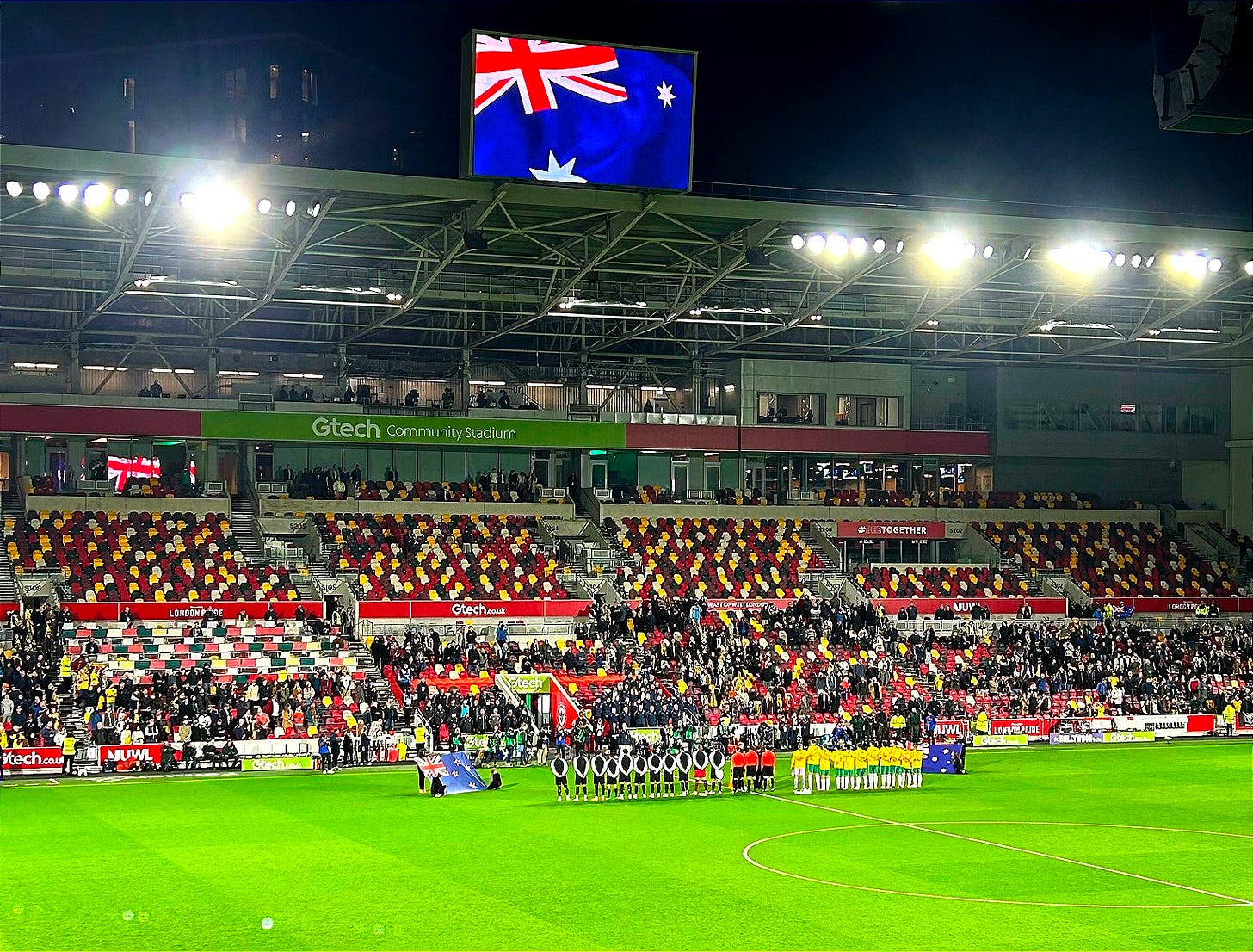 Australia vs New Zealand - The teams line up to play the football ashes